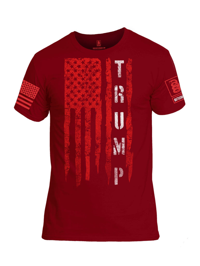 Battleraddle Trump Flag Red Sleeves Men Cotton Crew Neck T-Shirt