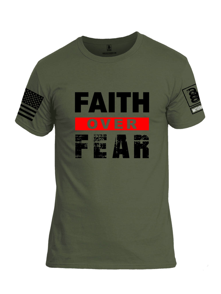 Battleraddle Faith Over Fear Black Sleeves Men Cotton Crew Neck T-Shirt