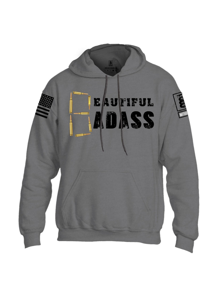 Battleraddle Beautiful Badass Black Sleeves Uni Cotton Blended Hoodie With Pockets