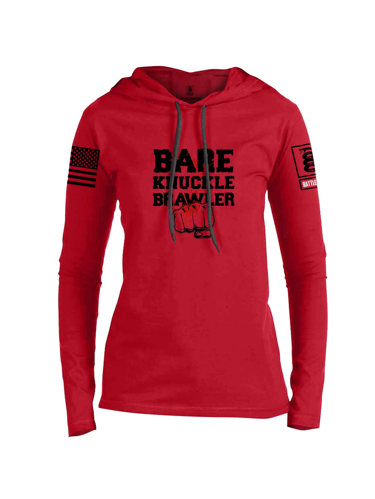 Battleraddle Bare Knuckle Brawler  Black Sleeves Women Cotton Thin Cotton Lightweight Hoodie