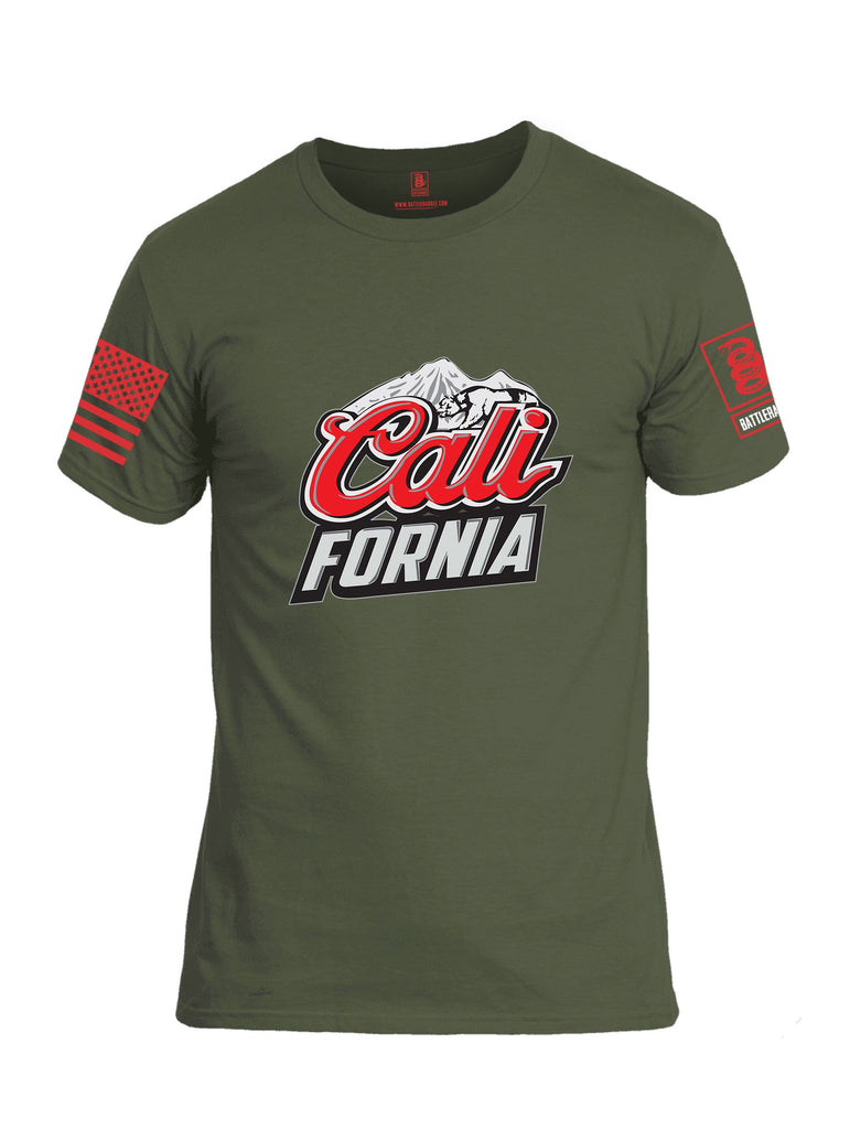 Battleraddle California Red Sleeves Men Cotton Crew Neck T-Shirt