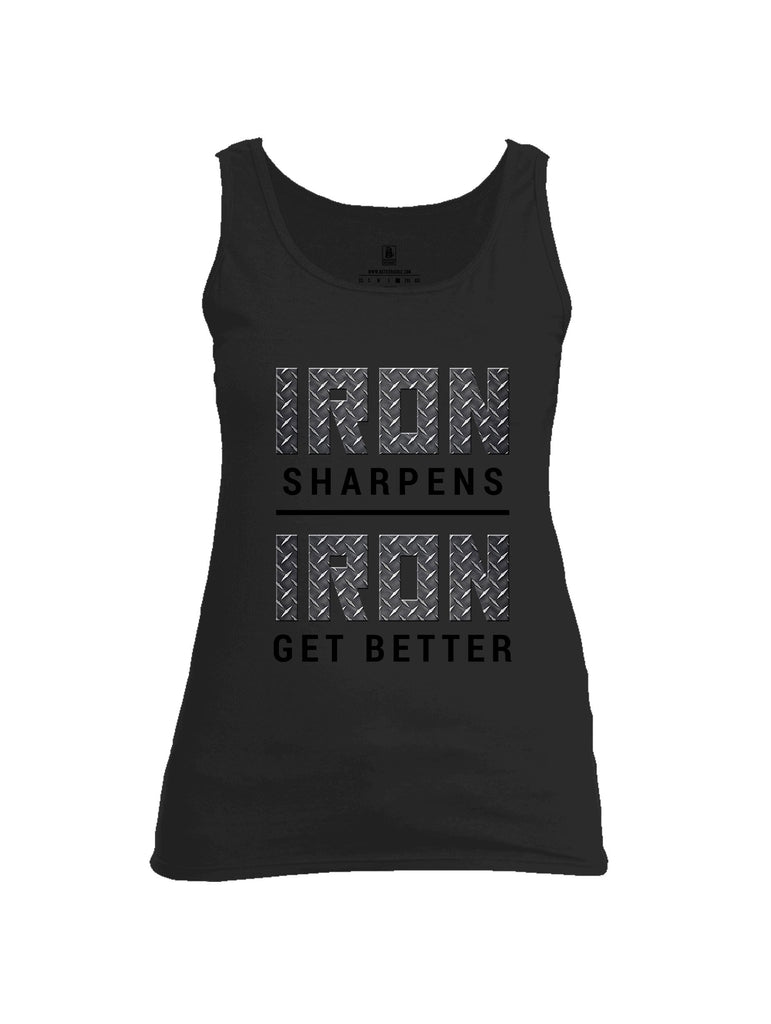 Battleraddle Iron Sharpens Iron Get Better Black Sleeves Women Cotton Cotton Tank Top