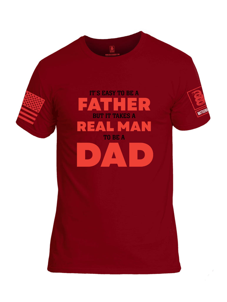 Battleraddle It'S Easy To Be A Father Red Sleeves Men Cotton Crew Neck T-Shirt