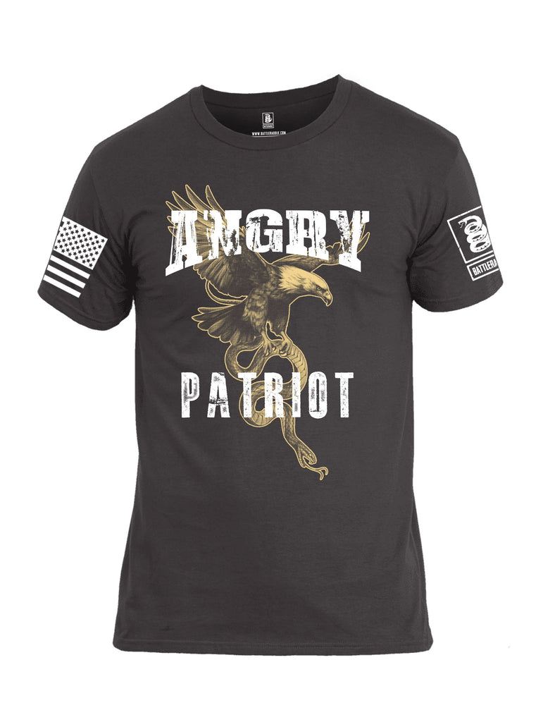 Battleraddle Angry Patriot Eagle  White Sleeves Men Cotton Crew Neck T-Shirt