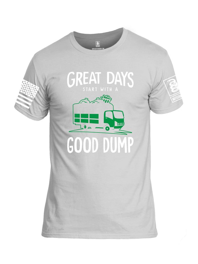 Battleraddle Great Days Start With A Good Dump White Sleeves Men Cotton Crew Neck T-Shirt