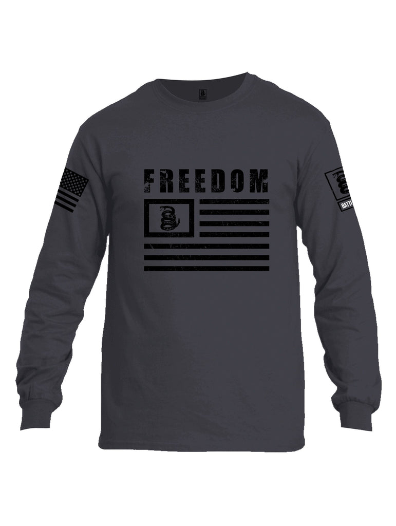 Battleraddle Freedom Flag Black Sleeves Men Cotton Crew Neck Long Sleeve T Shirt