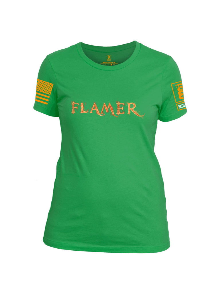 Battleraddle Flamer Orange Sleeves Women Cotton Crew Neck T-Shirt