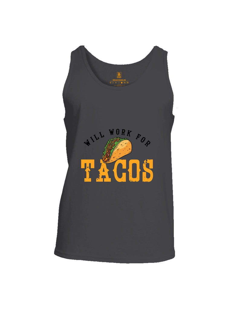 Battleraddle Will Work For Tacos Orange Sleeves Men Cotton Cotton Tank Top