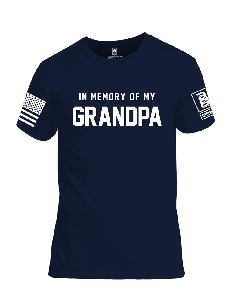 Battleraddle In Memory Of My Grandpa White Sleeves Men Cotton Crew Neck T-Shirt