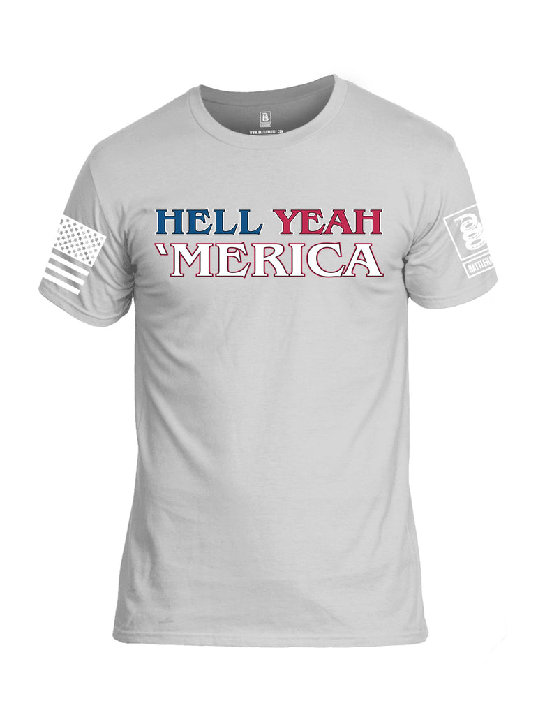 Battleraddle Hell Yeah 'Merica White Sleeves Men Cotton Crew Neck T-Shirt