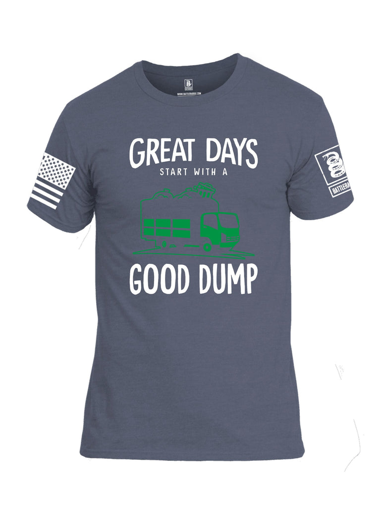 Battleraddle Great Days Start With A Good Dump White Sleeves Men Cotton Crew Neck T-Shirt