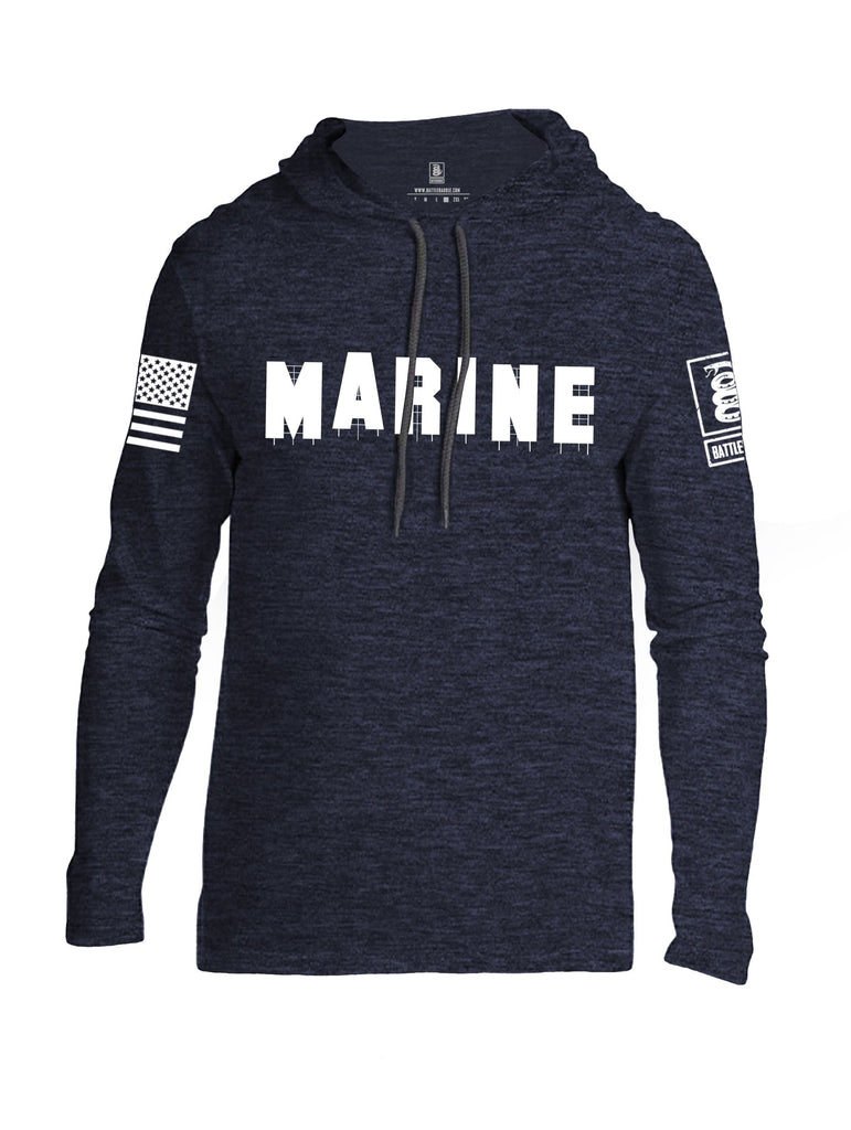 Battleraddle Marine Hollywood White Sleeves Men Cotton Thin Cotton Lightweight Hoodie