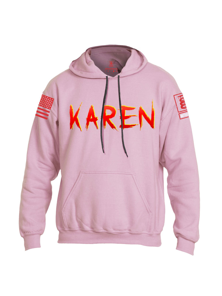 Battleraddle Karen  Red Sleeves Uni Cotton Blended Hoodie With Pockets