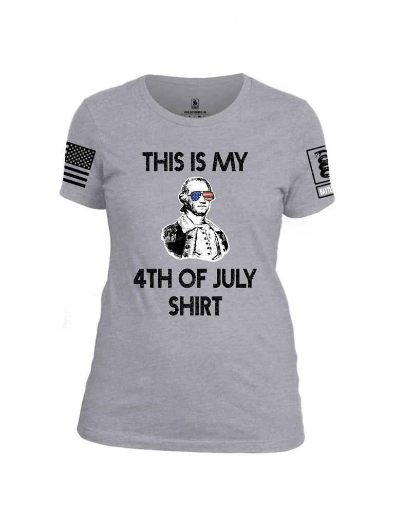 Battleraddle This Is My 4Th Of July Shirt  Black Sleeves Women Cotton Crew Neck T-Shirt