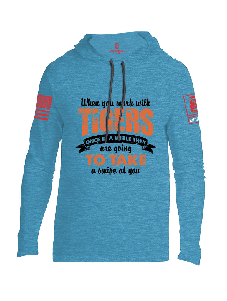 Battleraddle When You Work With Tigers Red Sleeves Men Cotton Thin Cotton Lightweight Hoodie