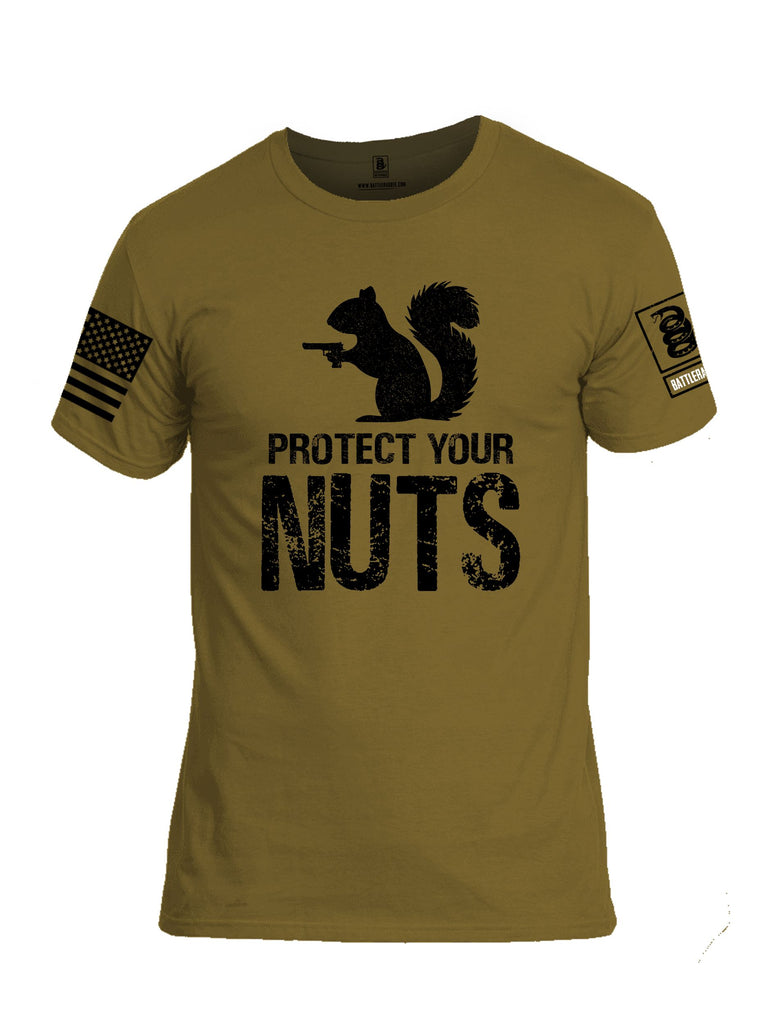 Battleraddle Protect Your Nuts  Black Sleeves Men Cotton Crew Neck T-Shirt