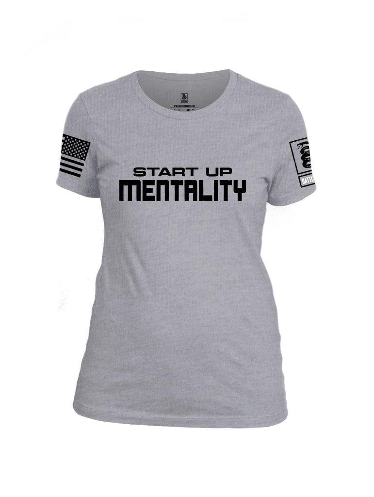 Battleraddle Start Up Mentality  Black Sleeves Women Cotton Crew Neck T-Shirt