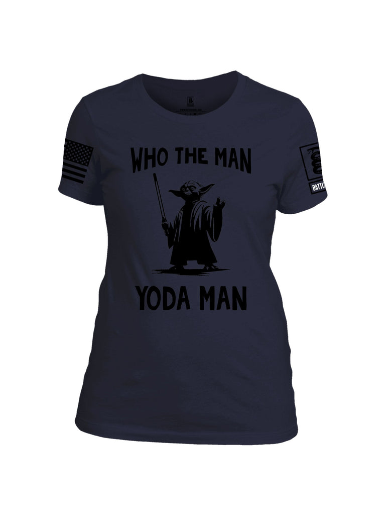 Battleraddle Who The Man  Black Sleeves Women Cotton Crew Neck T-Shirt
