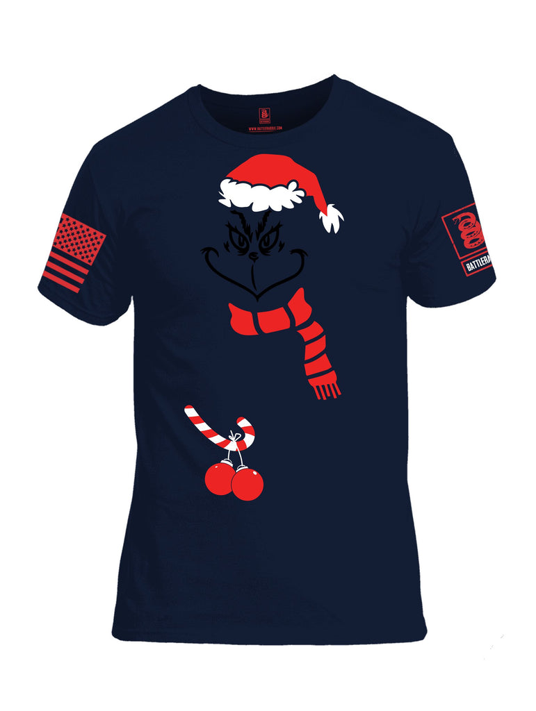 Battleraddle Grinch Christmas Balls Red Sleeves Men Cotton Crew Neck T-Shirt