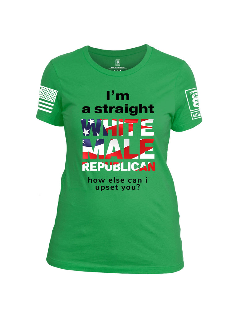 Battleraddle I'M A Straight White Male Republican White Sleeves Women Cotton Crew Neck T-Shirt