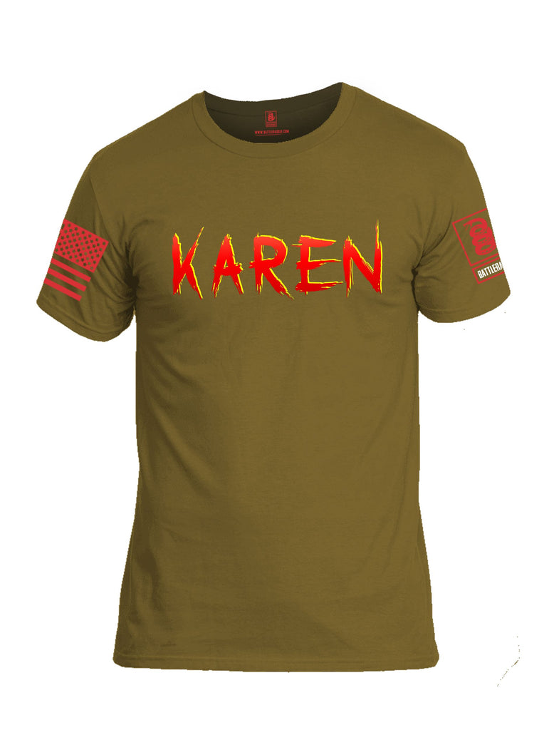 Battleraddle Karen  Red Sleeves Men Cotton Crew Neck T-Shirt