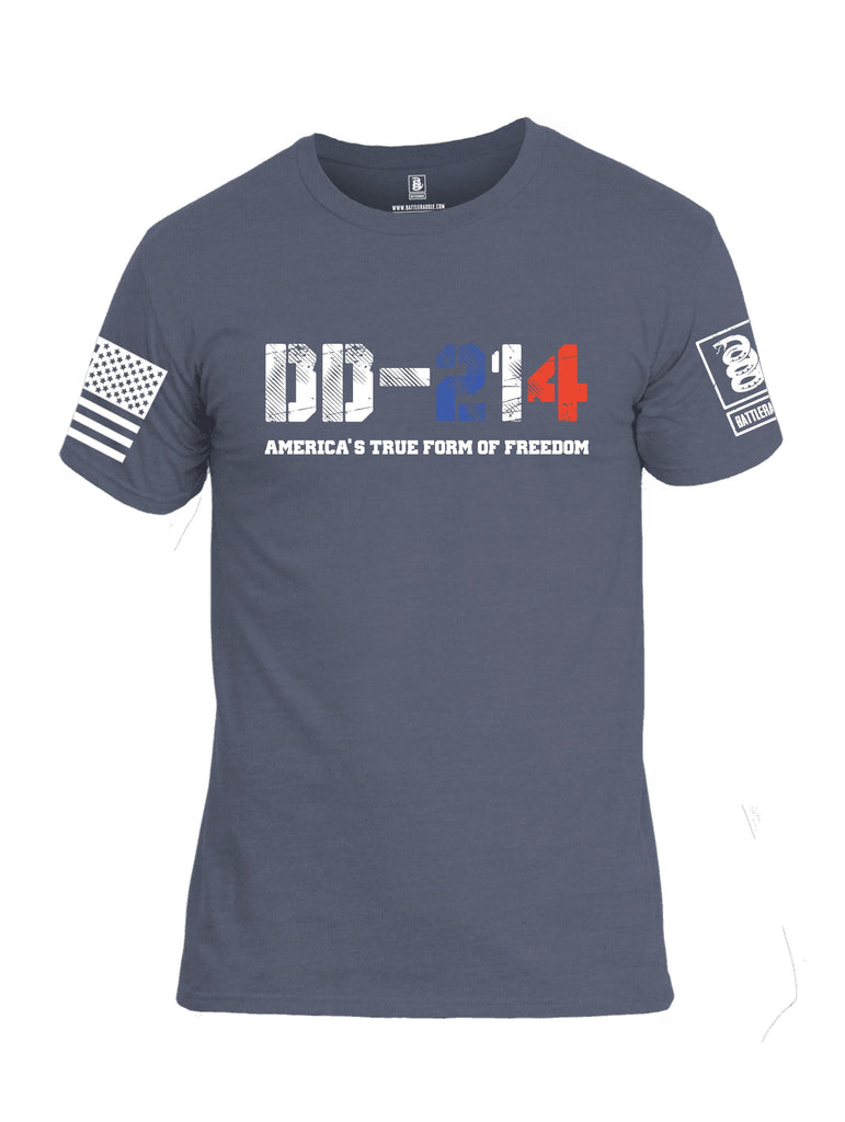 Battleraddle Dd214 Americas True Freedom White Sleeves Men Cotton Crew Neck T-Shirt