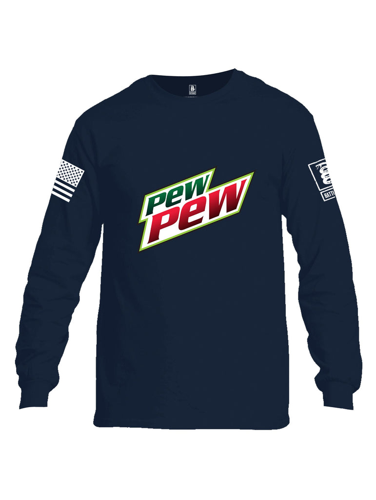 Battleraddle Pew Pew White Sleeves Men Cotton Crew Neck Long Sleeve T Shirt