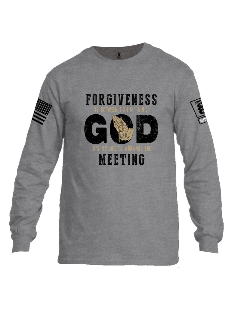 Battleraddle Forgiveness Is Between Them  Black Sleeves Men Cotton Crew Neck Long Sleeve T Shirt