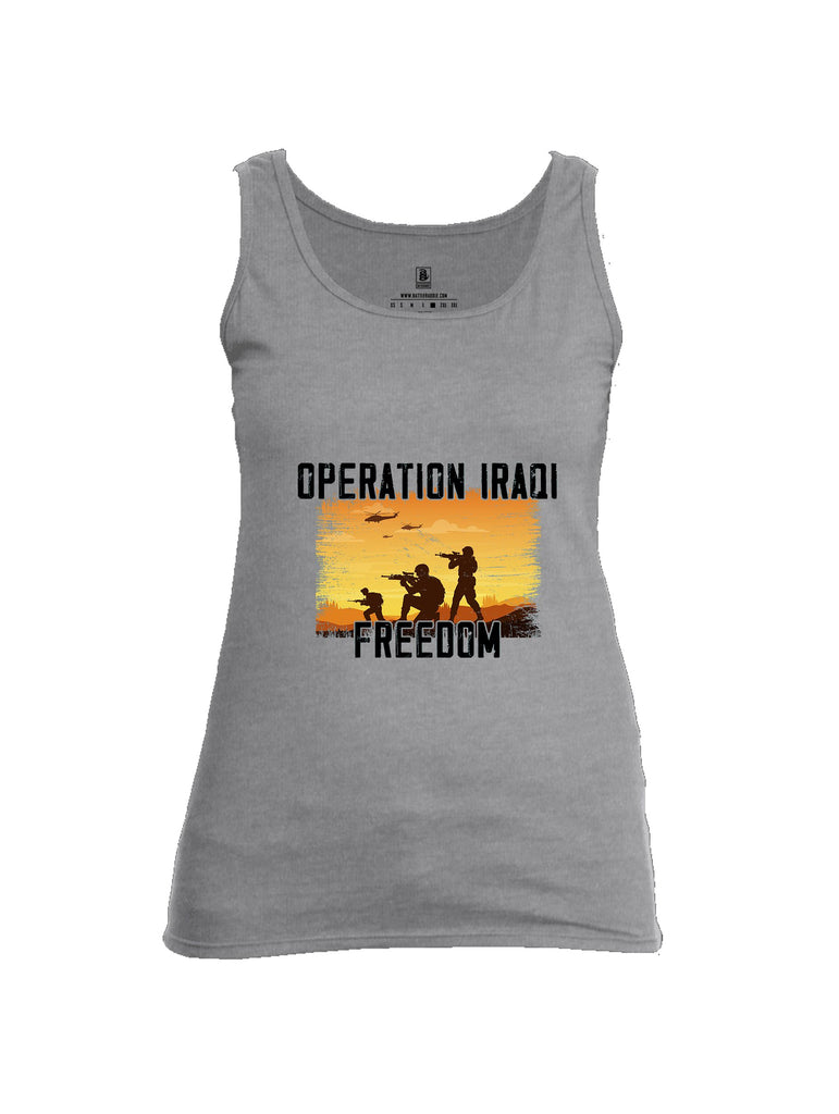 Battleraddle Operation Iraqi Freedom Soldiers Black Sleeves Women Cotton Cotton Tank Top