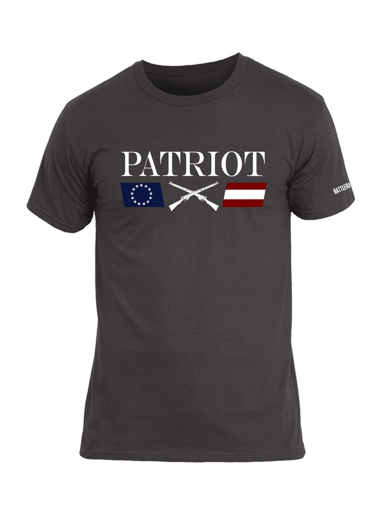 Battleraddle Patriot Rifle Flag White No_Sleeve Sleeves Men Cotton Crew Neck T-Shirt