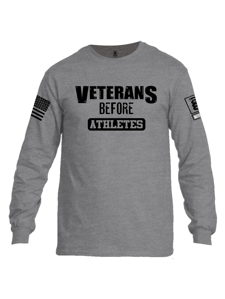 Battleraddle Veterans Before Athletes Black Sleeves Men Cotton Crew Neck Long Sleeve T Shirt