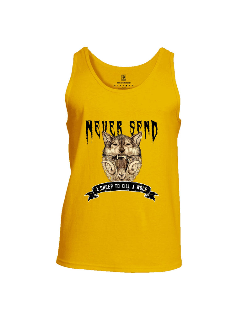 Battleraddle Never Send A Sheep To Kill A Wolf Black Sleeves Men Cotton Cotton Tank Top