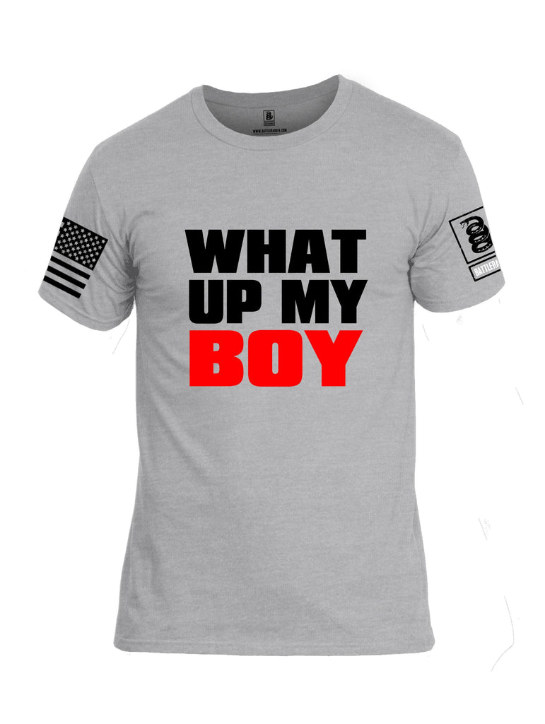 Battleraddle What Up My Boy  Black Sleeves Men Cotton Crew Neck T-Shirt