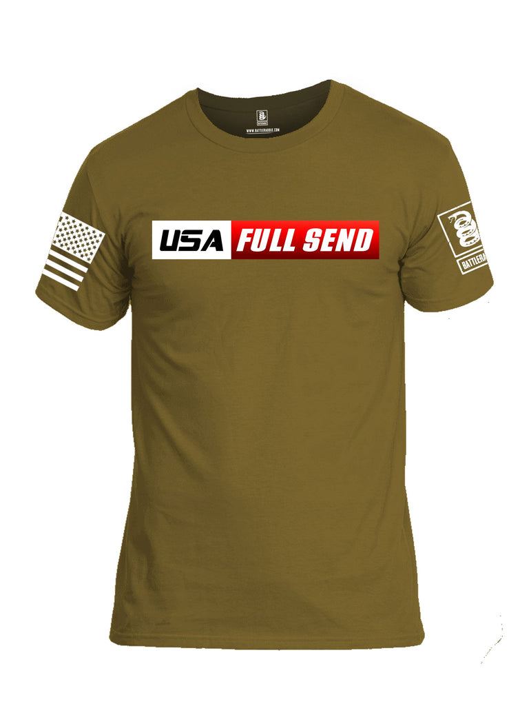 Battleraddle Usa Full Send White Sleeves Men Cotton Crew Neck T-Shirt