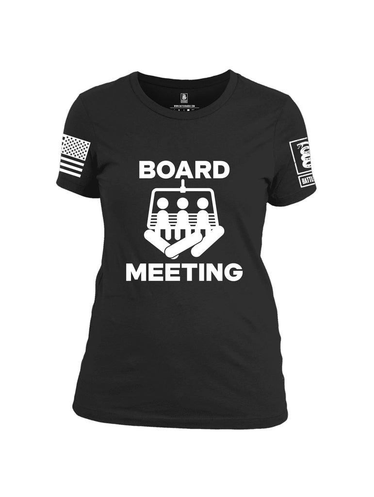 Battleraddle Board Meeting White Sleeves Women Cotton Crew Neck T-Shirt