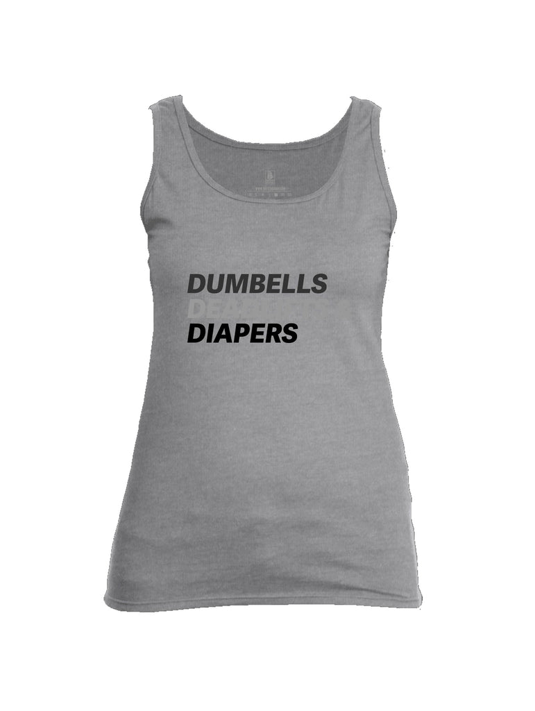 Battleraddle Dumbells Deadlifts & Diapers Grey Sleeves Women Cotton Cotton Tank Top