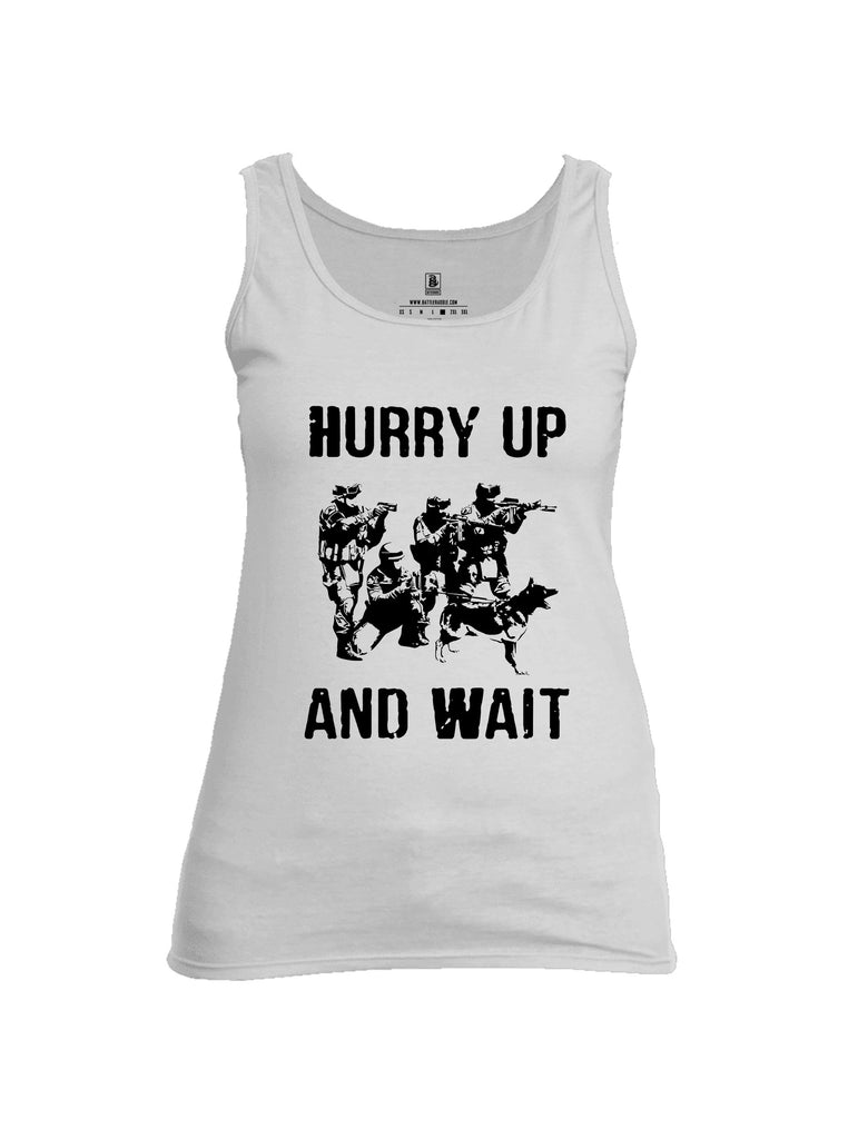 Battleraddle Hurry Up And Wait Black Sleeves Women Cotton Cotton Tank Top