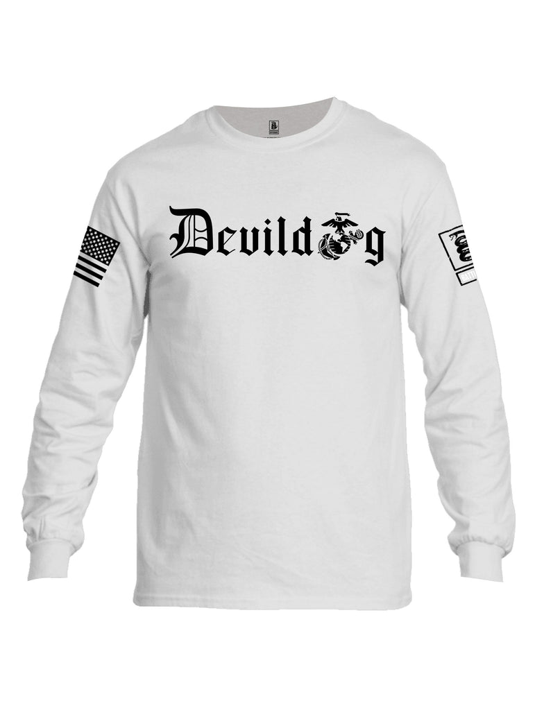 Battleraddle Devildog Marine Black Sleeves Men Cotton Crew Neck Long Sleeve T Shirt