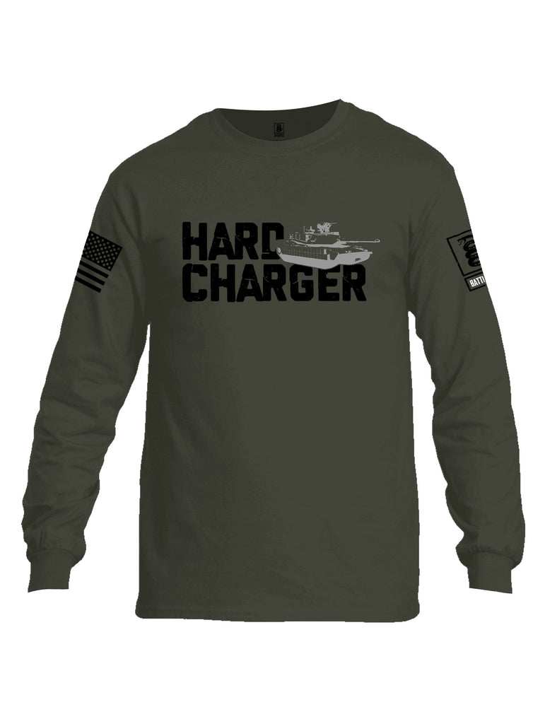 Battleraddle Hard Charger Black Sleeves Men Cotton Crew Neck Long Sleeve T Shirt