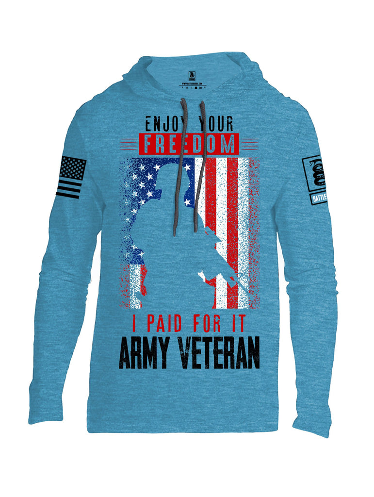 Battleraddle Enjoy Your Freedom  Black Sleeves Men Cotton Thin Cotton Lightweight Hoodie