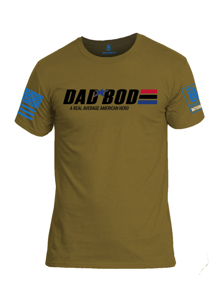 Battleraddle Dad Bod A Real Average American Hero  Mid Blue Sleeves Men Cotton Crew Neck T-Shirt