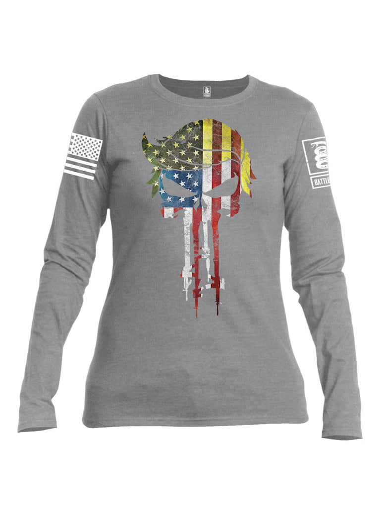 Battleraddle Trump The Punisher White Sleeves Women Cotton Crew Neck Long Sleeve T Shirt