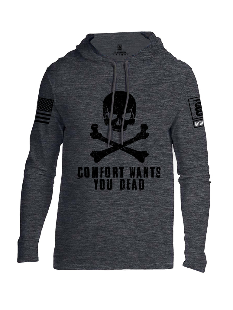 Battleraddle Comfort Wants You Dead Black Sleeves Men Cotton Thin Cotton Lightweight Hoodie