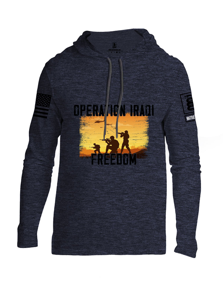 Battleraddle Operation Iraqi Freedom Soldiers Black Sleeves Men Cotton Thin Cotton Lightweight Hoodie