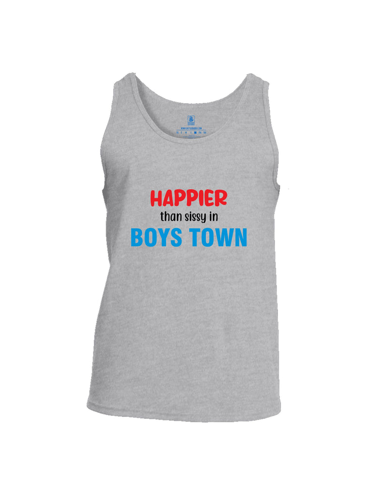 Battleraddle Happier Than Sissy In Boys Town Mid Blue Sleeves Men Cotton Cotton Tank Top