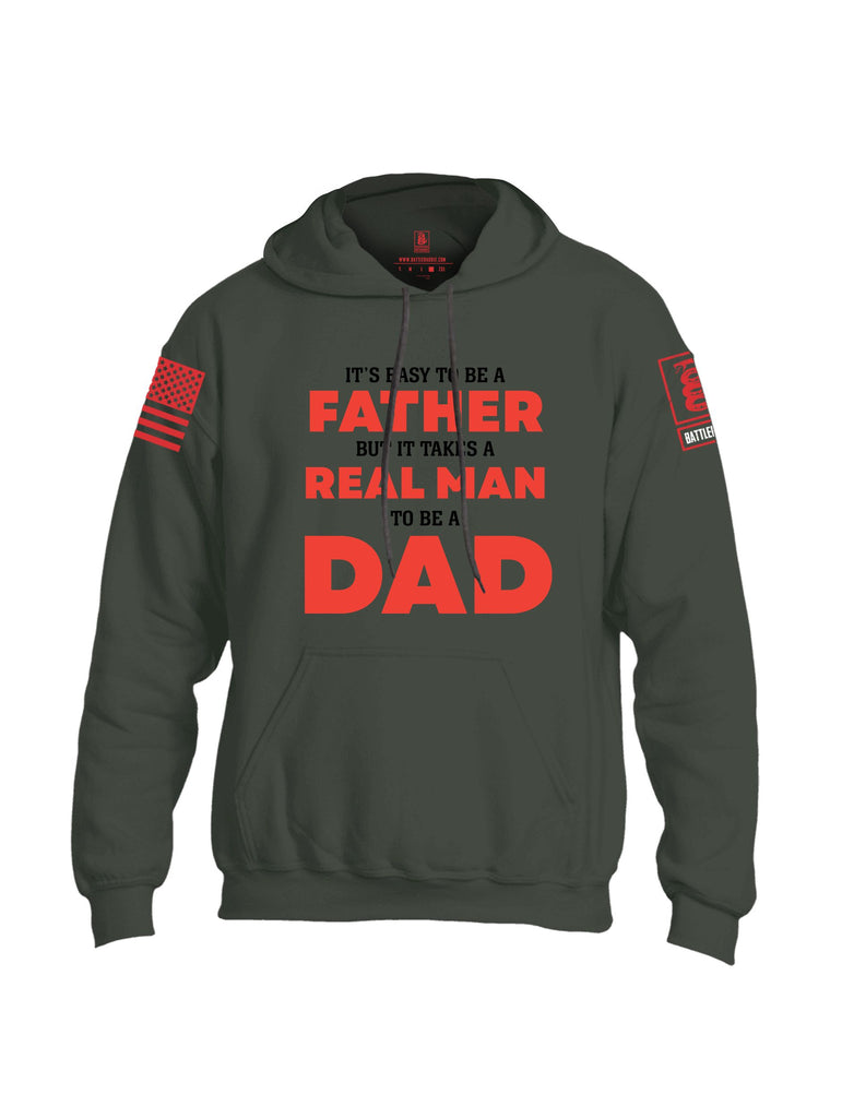 Battleraddle It'S Easy To Be A Father Red Sleeves Uni Cotton Blended Hoodie With Pockets