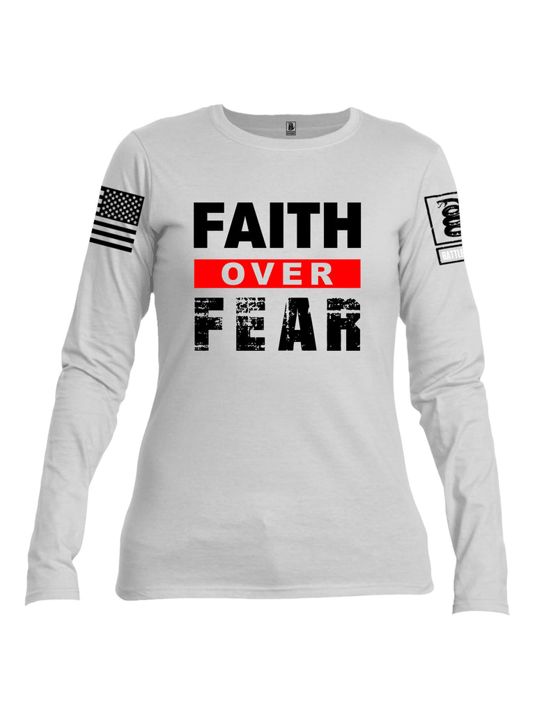 Battleraddle Faith Over Fear Black Sleeves Women Cotton Crew Neck Long Sleeve T Shirt