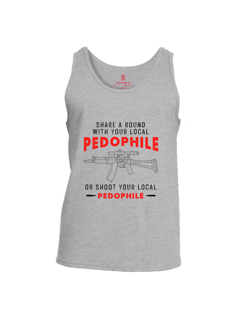 Battleraddle Share A Round With Your Local Pedophile  Red Sleeves Men Cotton Cotton Tank Top