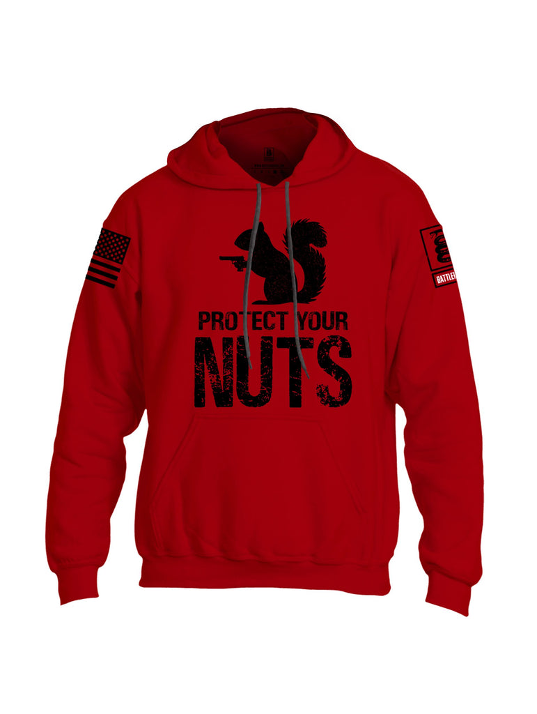 Battleraddle Protect Your Nuts  Black Sleeves Uni Cotton Blended Hoodie With Pockets