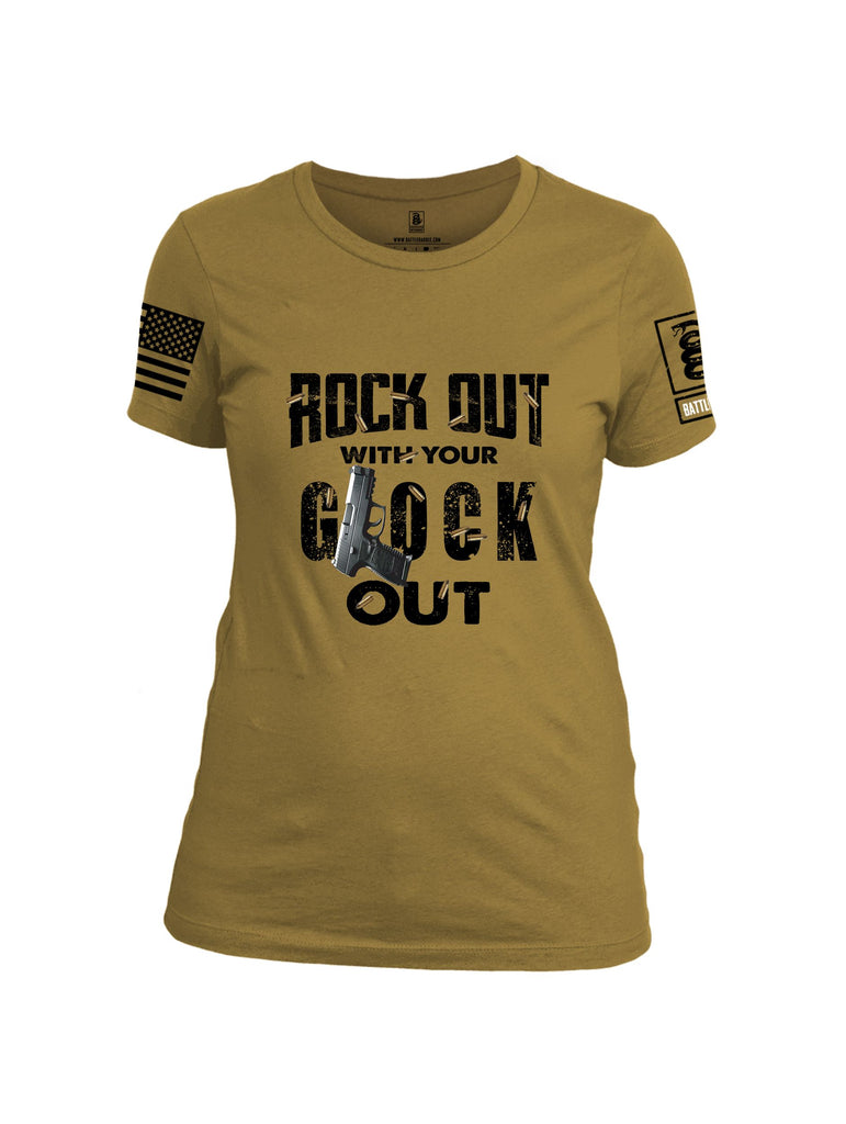 Battleraddle Rock Out With Your Glock Out Black Sleeves Women Cotton Crew Neck T-Shirt